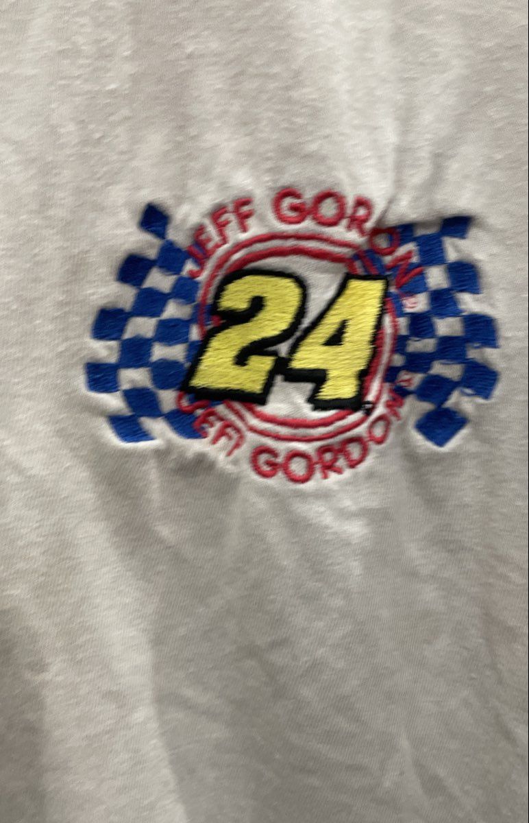 Vintage 90s Jeff Gordon NASCAR 24 Henley T-Shirt Competitors View Embroidered XL