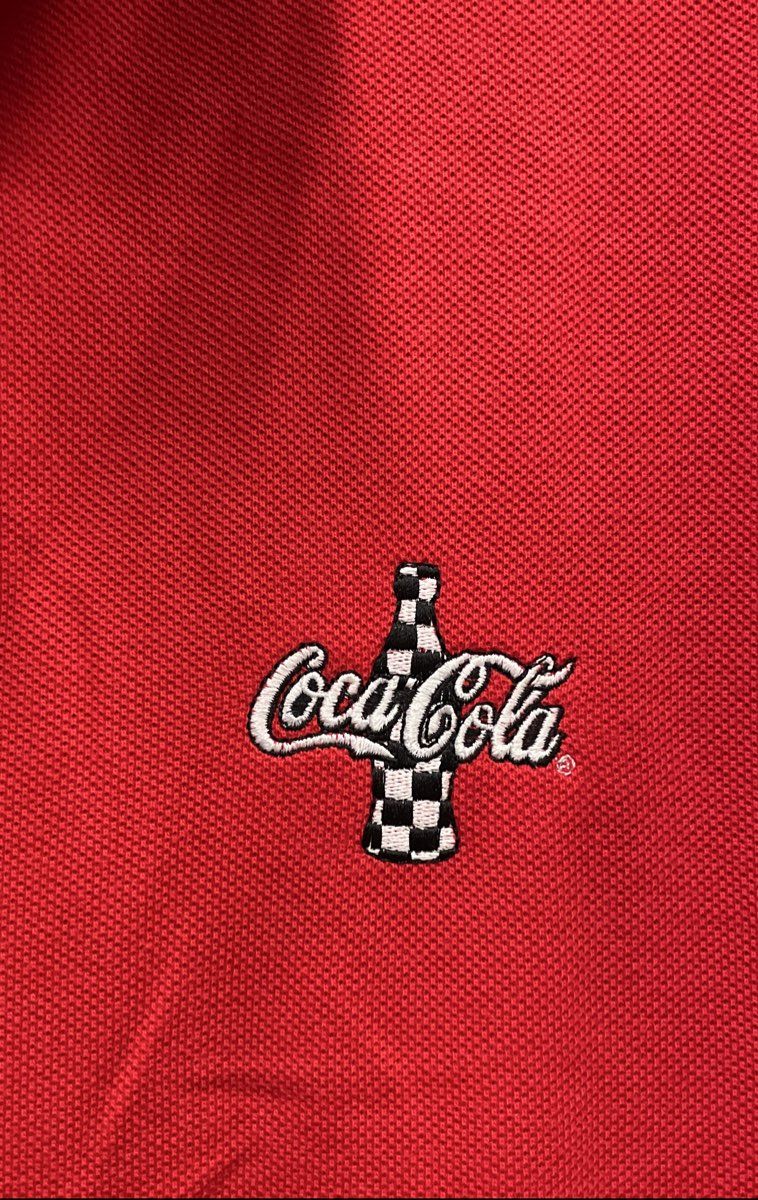 Coca-Cola Men's Red Checkered Bottle Racing Style Polo Shirt Sz XL NWT