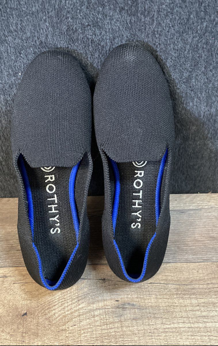 Rothy's The Loafer Black Knit Flats Women's Slip On Walking Shoes Size 5.5