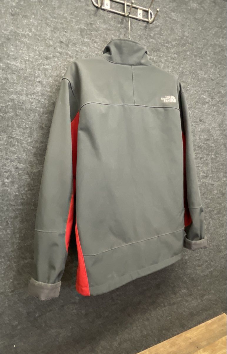 The North Face Men's Gray Red Softshell Fleece Lined Full Zip Jacket Sz XL