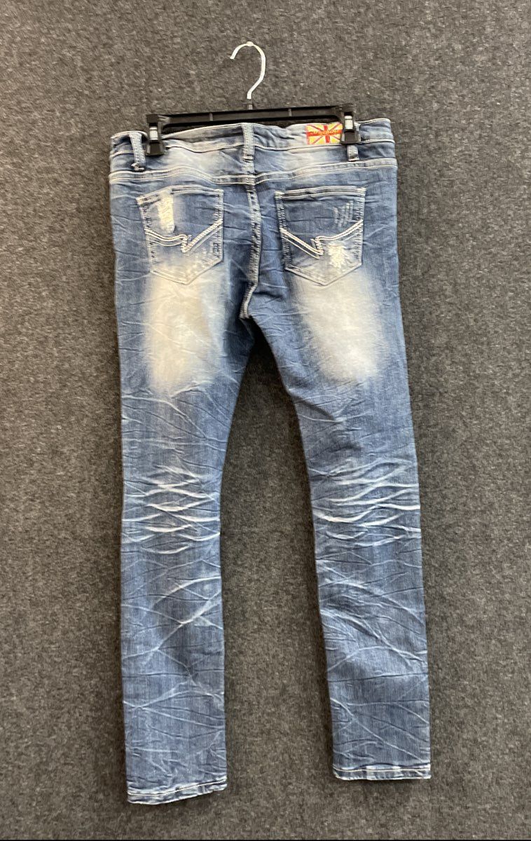 Machine Nouvelle Mode Men's Blue Distressed Ripped Jeans Sz 31