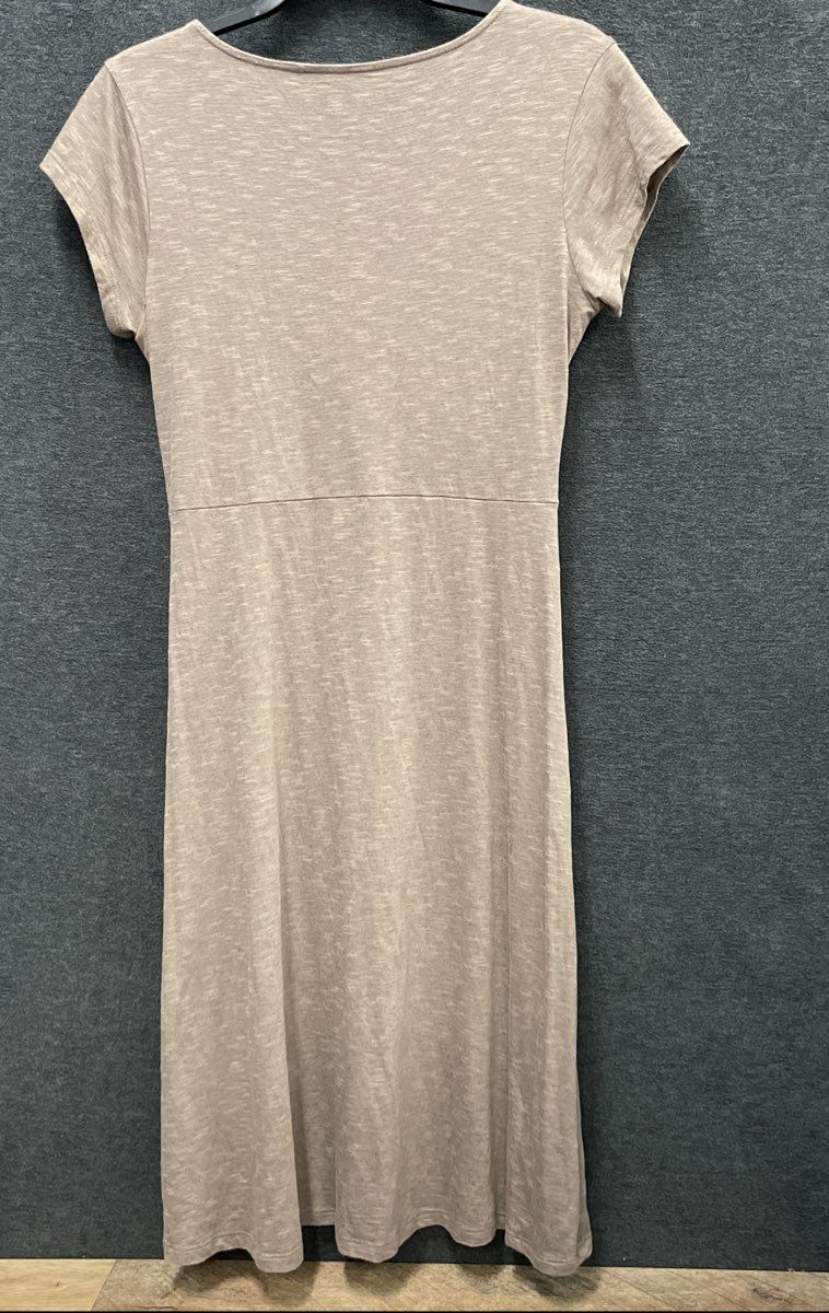 Toad & Co Women's Tan Heather Organic Cotton Tencel Samba Cross Front Dress Sz S