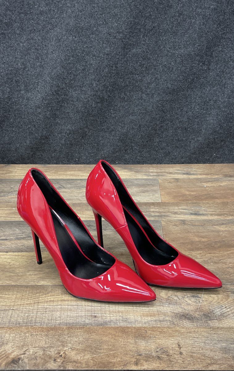 Haozhaotou Red Glossy Pointed Toe Stiletto Pumps Heels Size 10