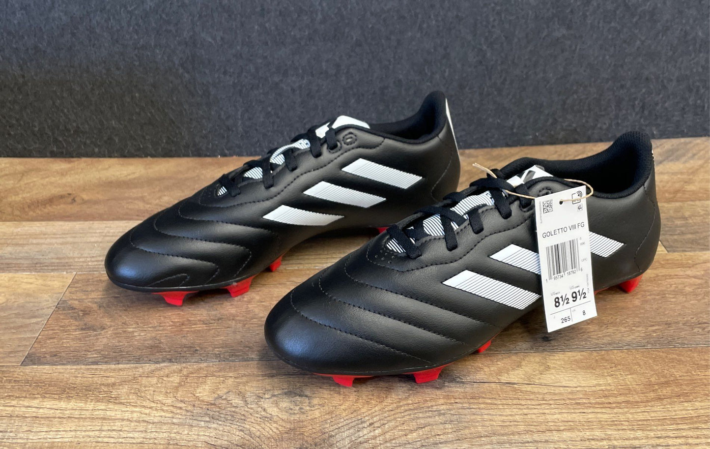 Adidas Goletto VIII FG Black White Red Soccer Cleats Men's Size 8.5 NWT