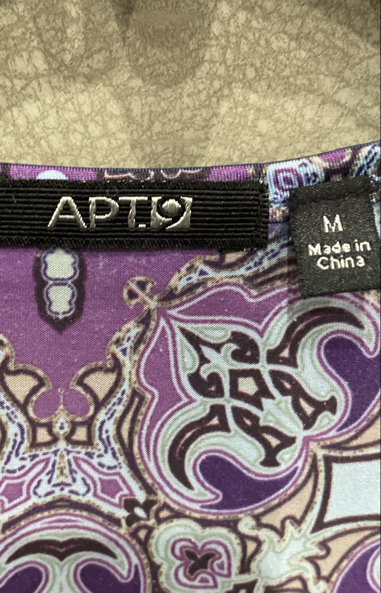 Apt 9 Women's Sleeveless Shirt Blouse Blue Purple Paisley Medallion Beaded Sz M