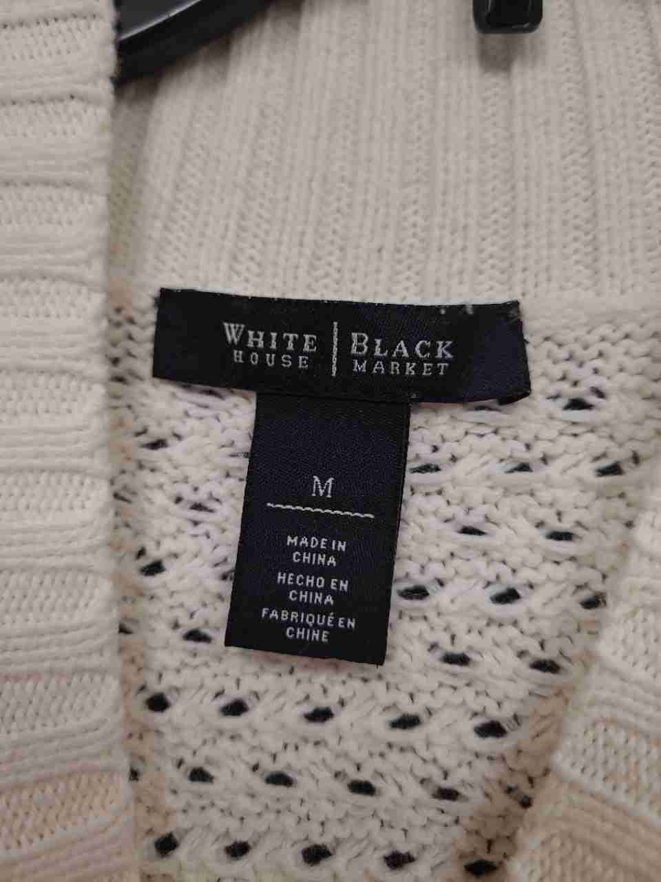 White House Black Market Women's White Mock Neck Sweater Vest Tunic Sz M
