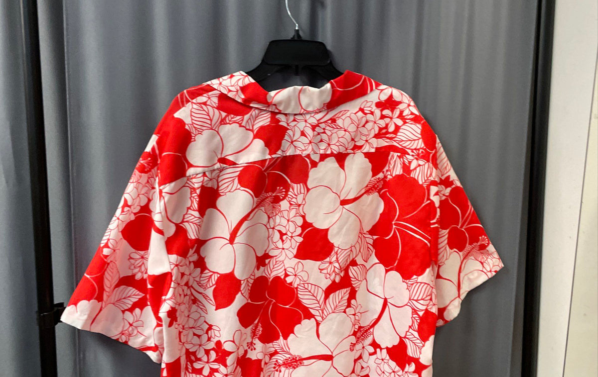 Vintage 90s Pomare Hawaii Men's Red Hibiscus Floral Aloha Shirt Sz L/XL