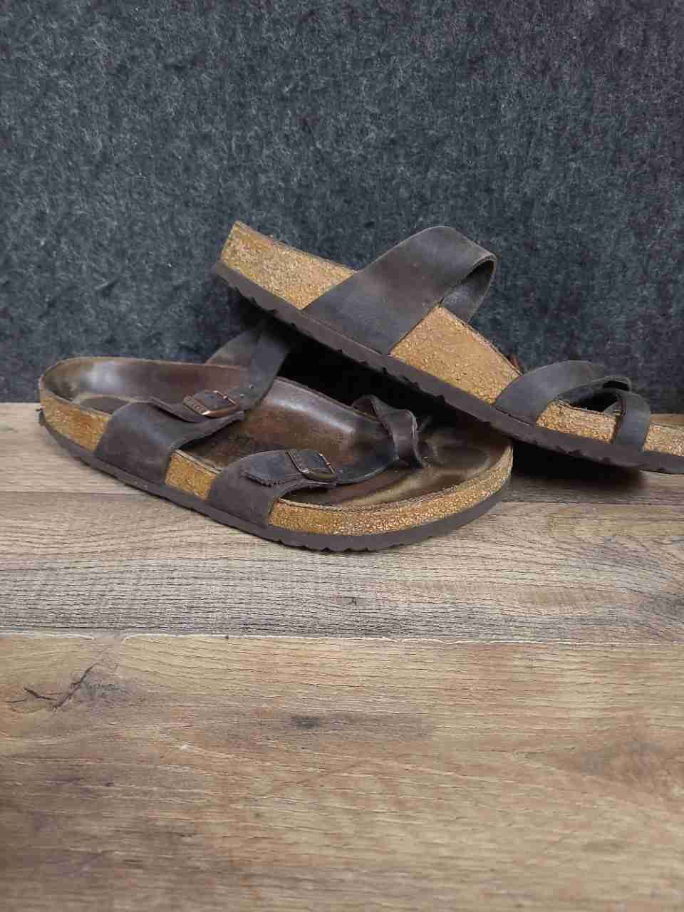 Birkenstock Mayari Dark Brown Leather Toe Loop Sandals Size 42
