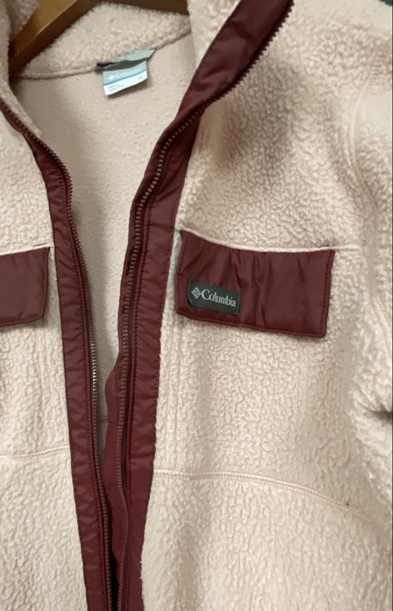 Columbia Women's Archer Ridge II Full Zip Sherpa Fleece Jacket Pink Burgundy XL
