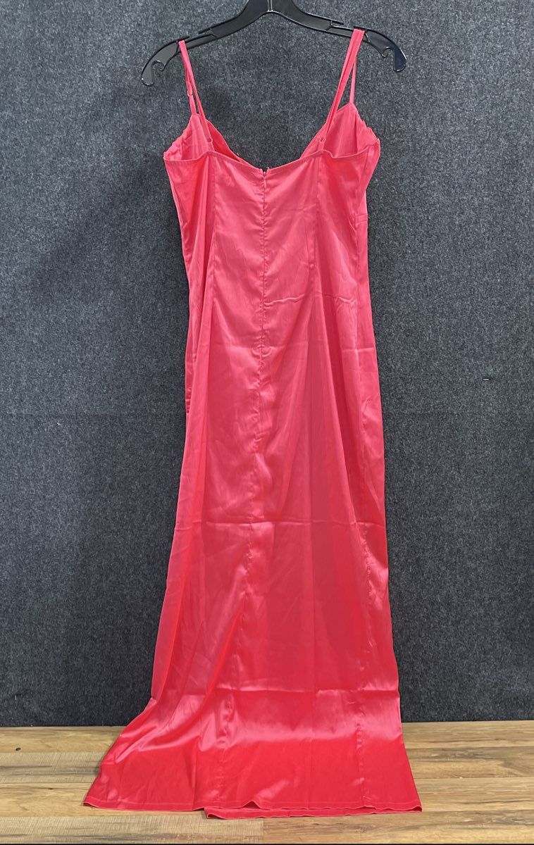 Beginning Boutique Women's Honey Pink Maxi Dress Ruched Bust Side Slit NWT Sz 6