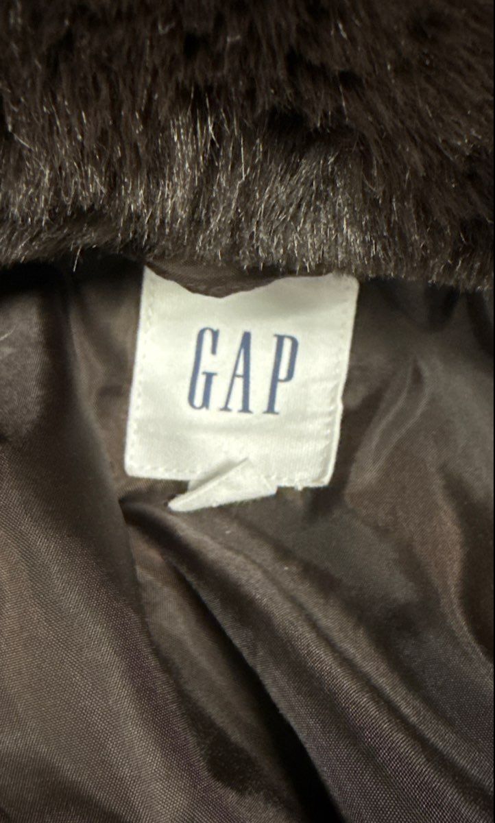 GAP Women's Brown Faux Fur Full Zip Jacket Oversized Collar Size M