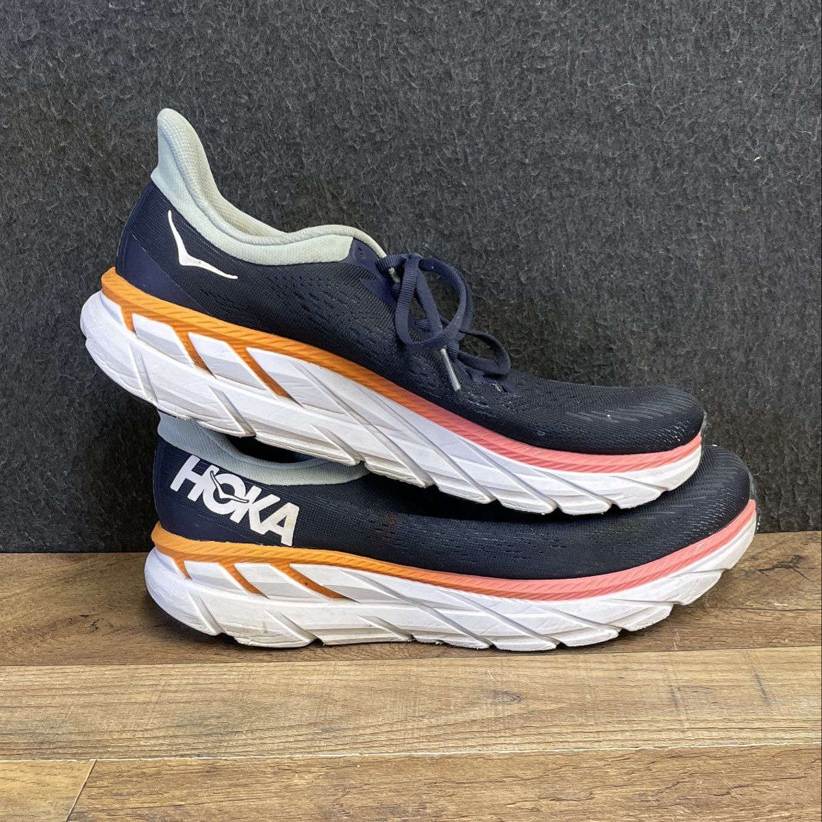 Hoka Clifton 7 Black Iris Navy Women's Running Shoes Size 9.5 Wide