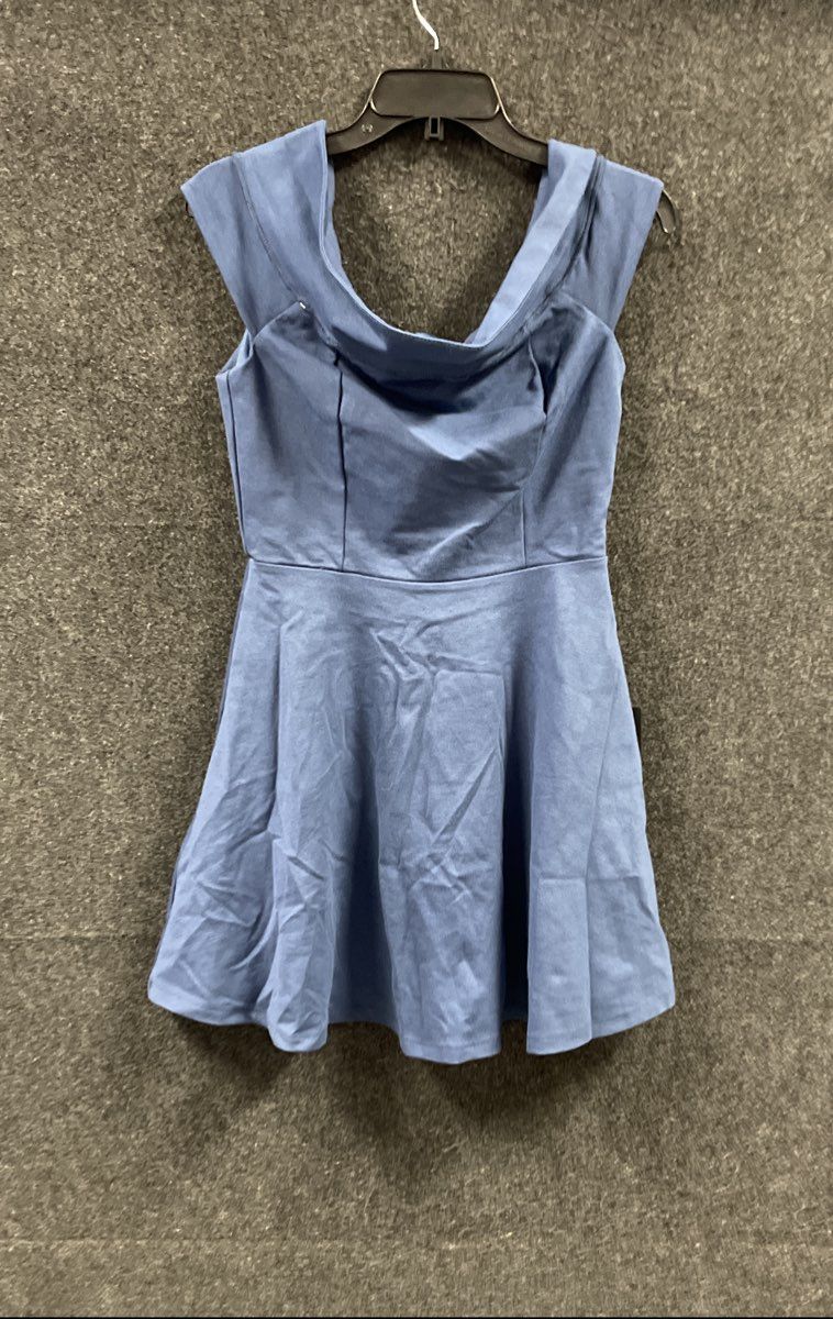 Lulus Women's Blue Off-the-Shoulder Fit and Flare Skater Dress NWT Sz M