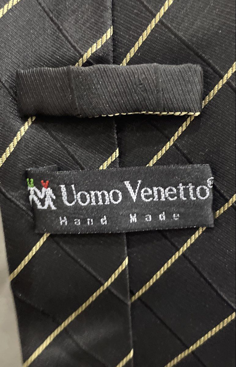 Uomo Venetto Men's Ties Lot of 2 Geometric Red Pink Black Gold Stripe Handmade