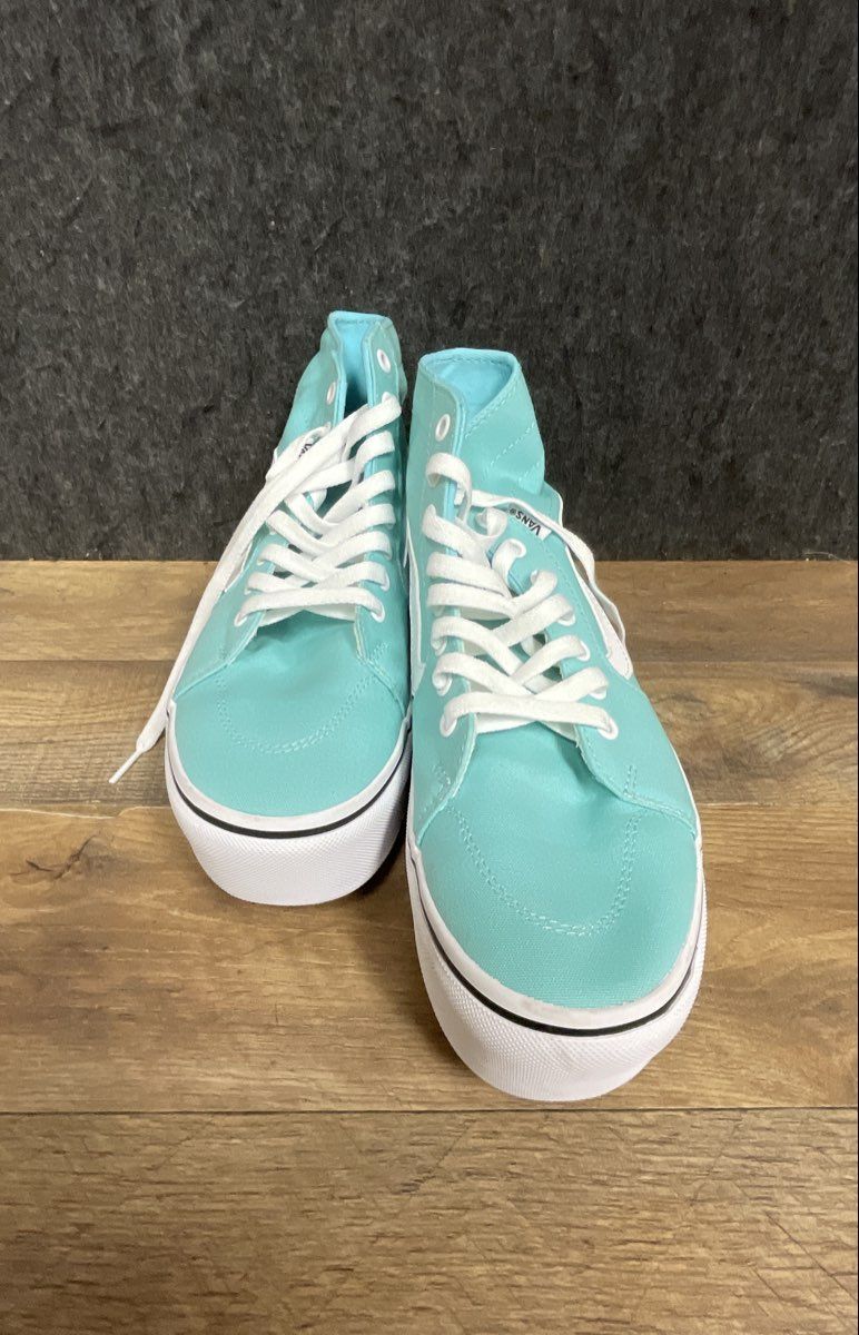 Vans Sk8-Hi Stacked Aqua Blue Turquoise High Top Platform Sneakers Size 9
