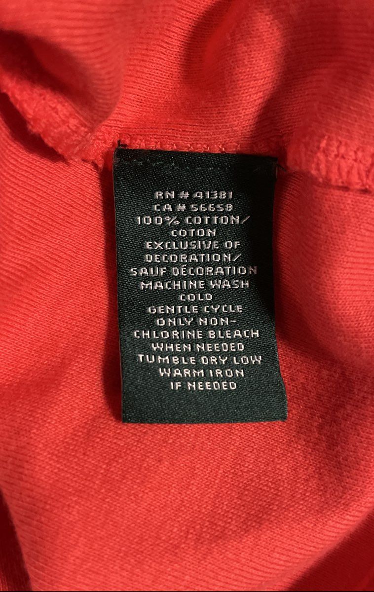 Lauren Ralph Lauren Women's Red V-Neck Cotton Cuffed Sleeve Shirt Top Sz L