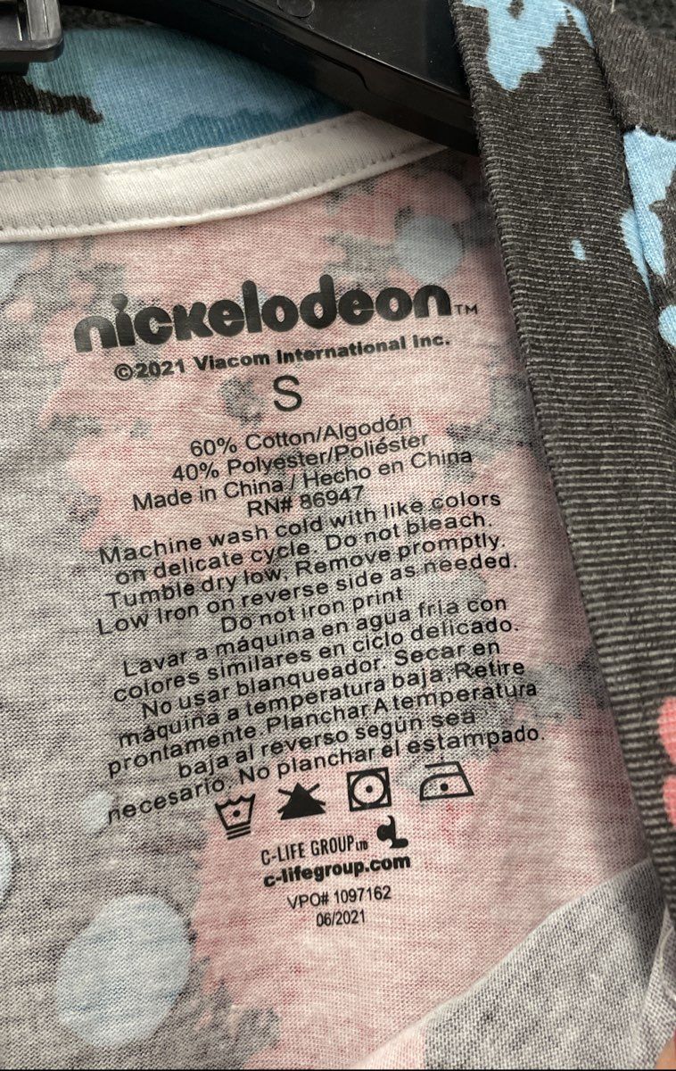 Nickelodeon 90s Cartoons Rugrats Ren Stimpy Split Dye T-Shirt Sz S