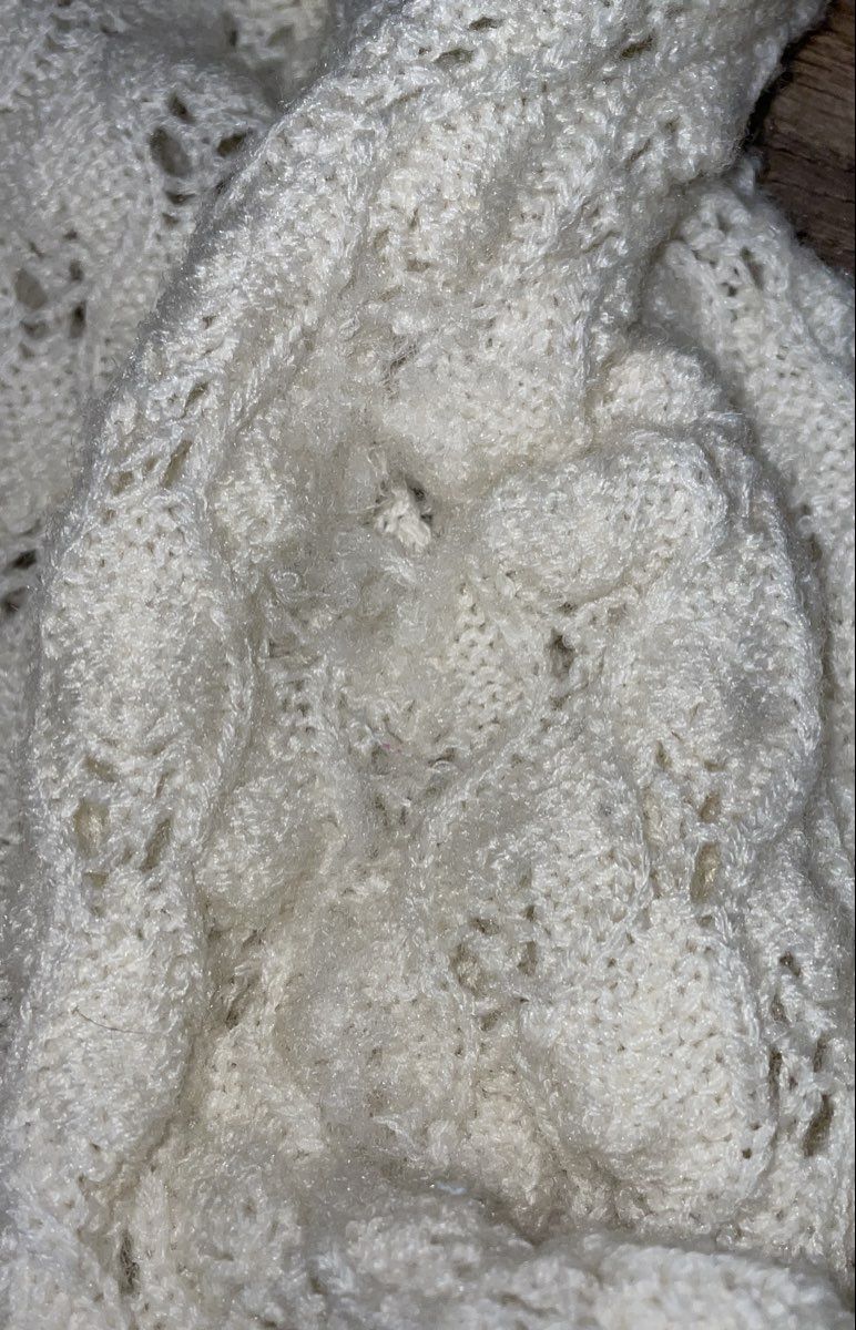 Vintage 60s Boepple White Pointelle Knit Cardigan Sweater Orlon Acrylic Sz M