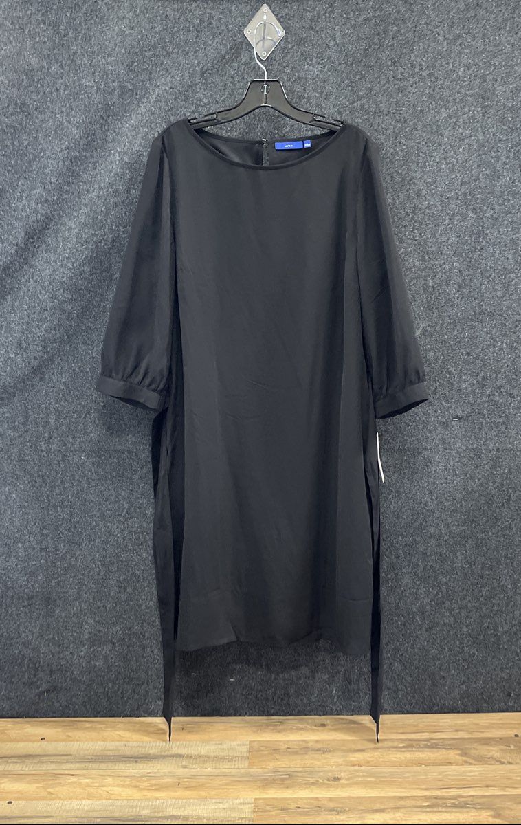 Apt. 9 Women's Black Boatneck Dress with Side Ties Keyhole Back Sz L NWT