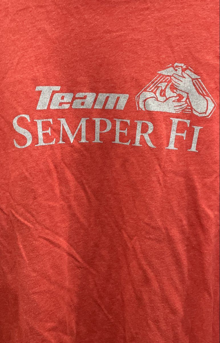 Bella + Canvas Men's Heather Pink Team Semper Fi USMC Charity Graphic Tee Sz XL