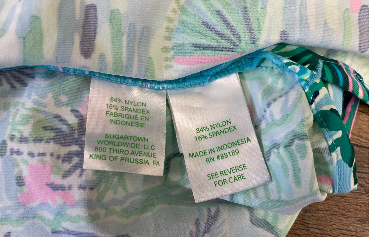Lilly Pulitzer Women's Lightweight Tropical Leaf Print V-Neck Dress Sz M