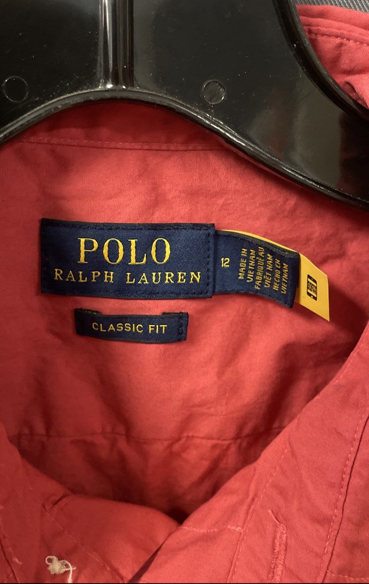 Polo Ralph Lauren Boys Red Classic Fit Stretch Oxford Button Down Shirt Size 12