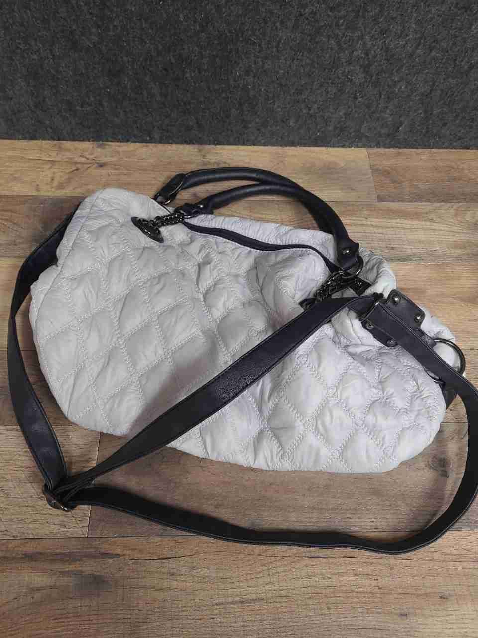Studio S Grey Quilted Uptown Bound Satchel Bag NWT Gunmetal Hardware