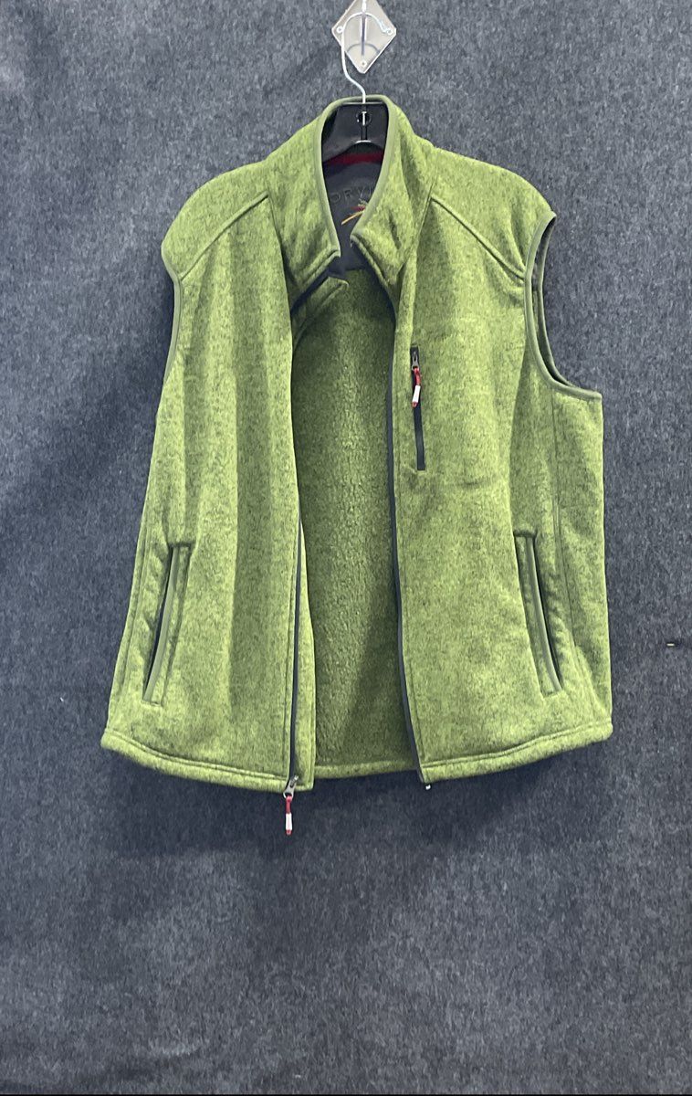 Orvis Men's Green Heathered Sweater Fleece Full Zip Vest Sz XL
