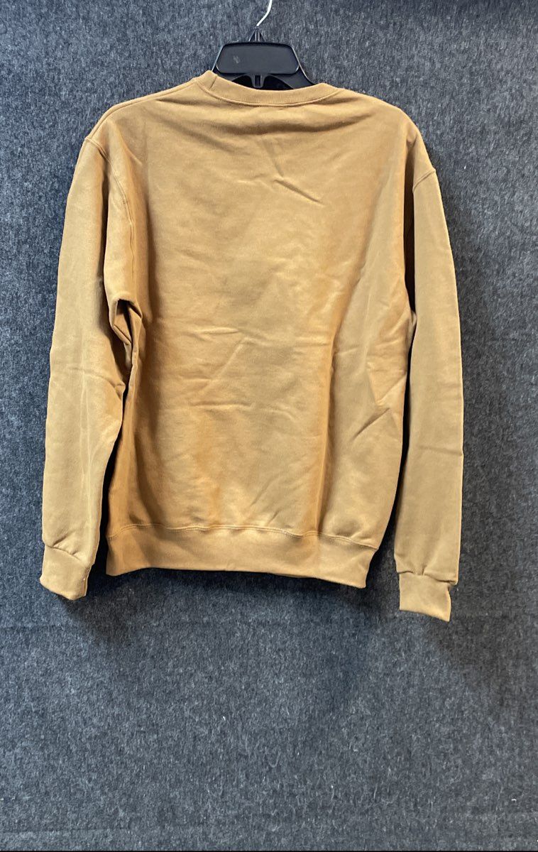 Jerzees Men's Sweatshirt Tan Campfire Graphic Crewneck NuBlend Brown Gold Sz S