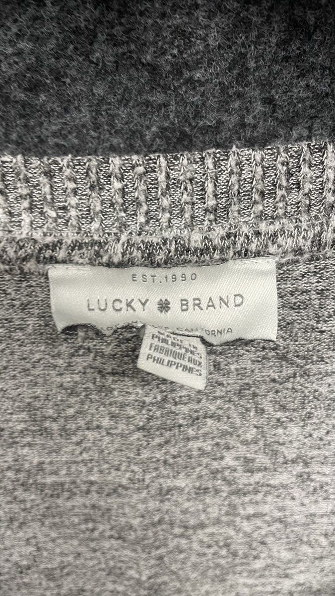 Lucky Brand Women's Heather Gray Marled V-Neck Sweater Knit Pullover Sz L