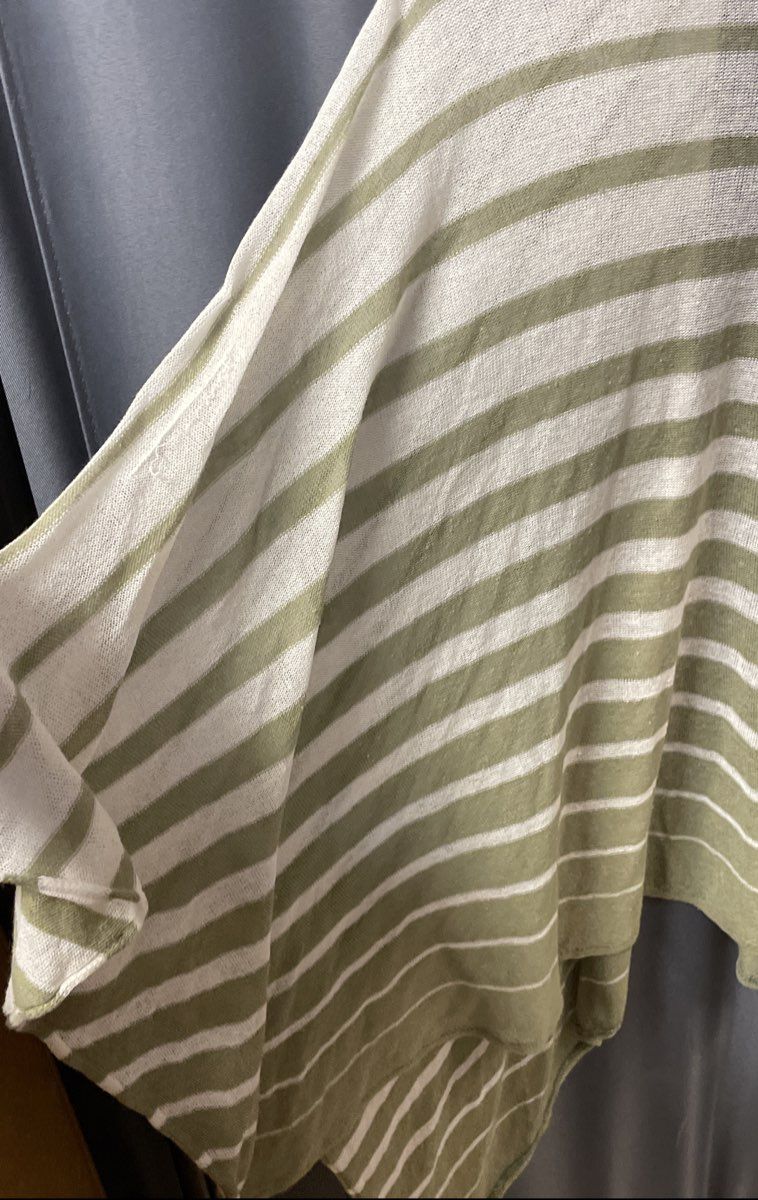 Zighilli Women's Green White Striped Knit Wrap Poncho Cardigan Italy One Size