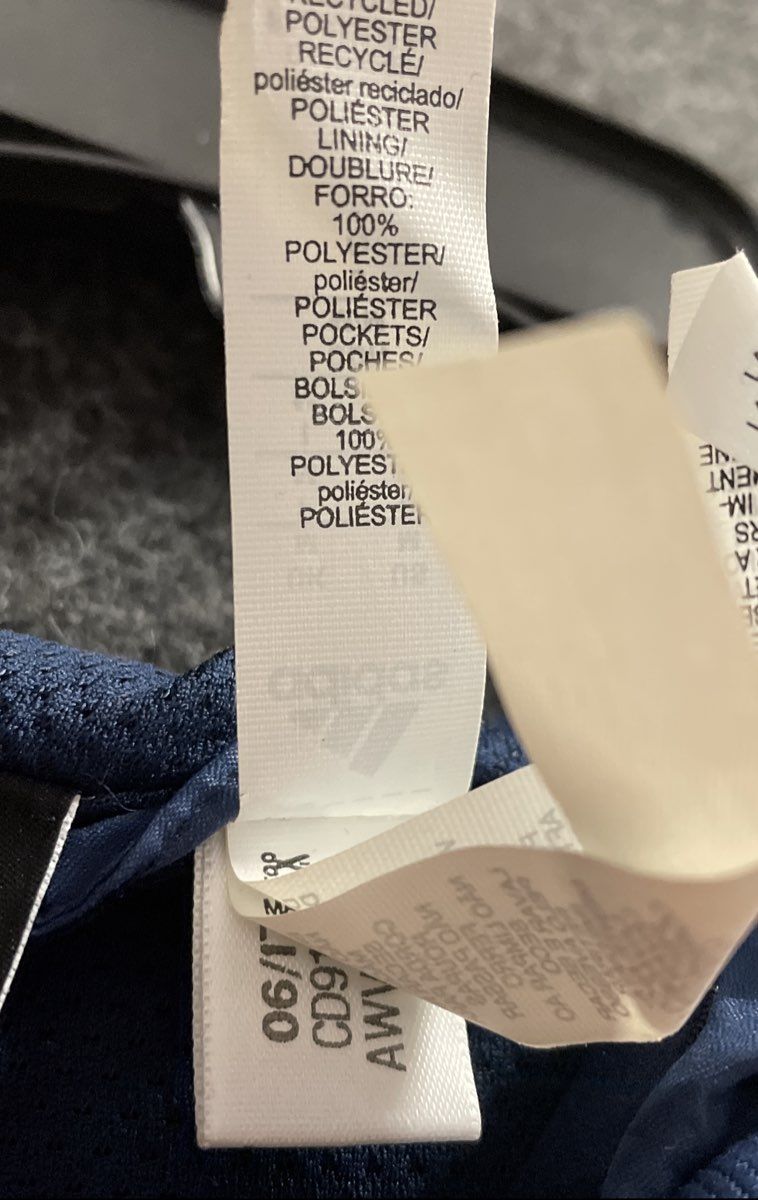 Adidas Men's ESS Windbreaker Jacket Blue Hooded Full Zip 3 Stripe NWT Size M