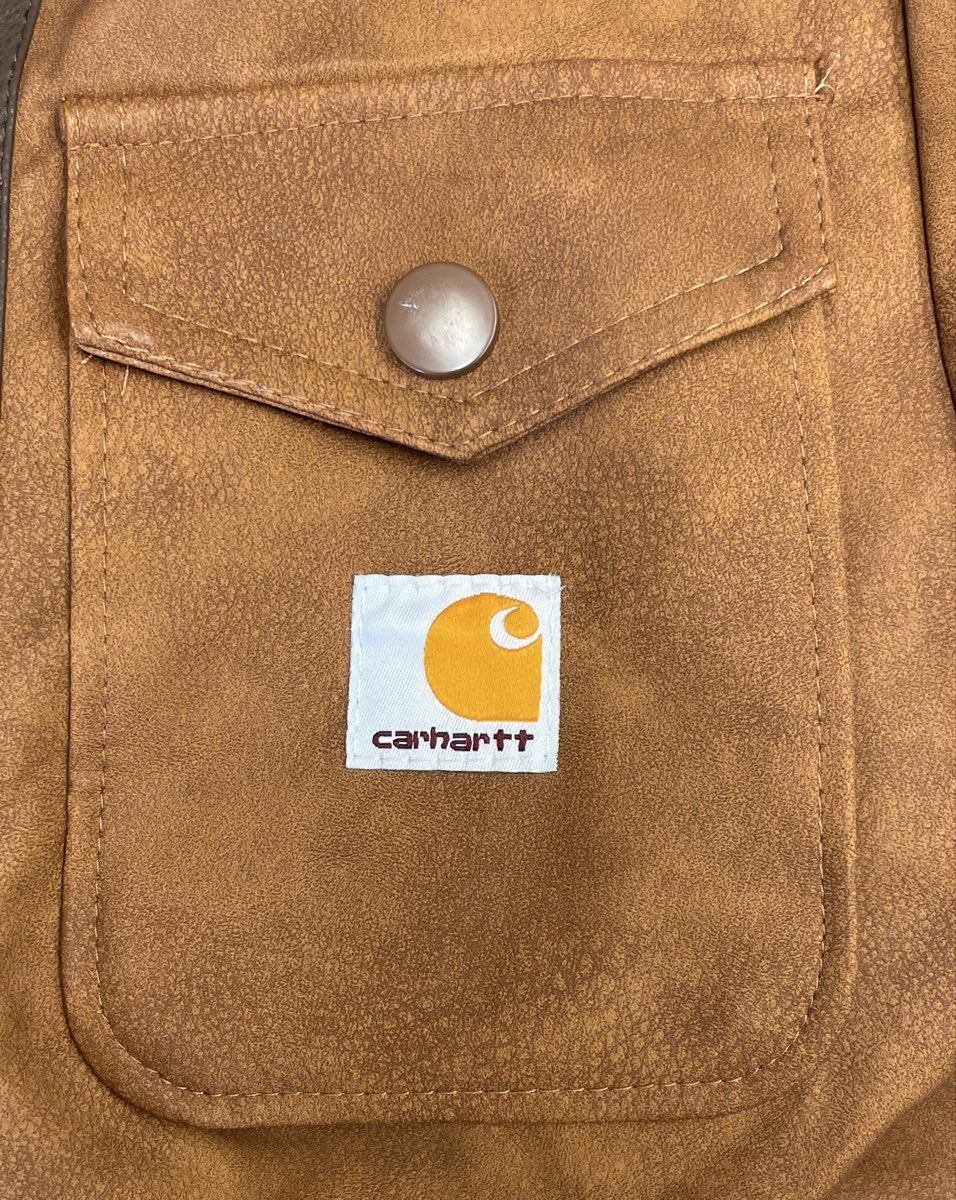 Carhartt Men's Brown Leather Shearling Lined Aviator Jacket Size 2XL
