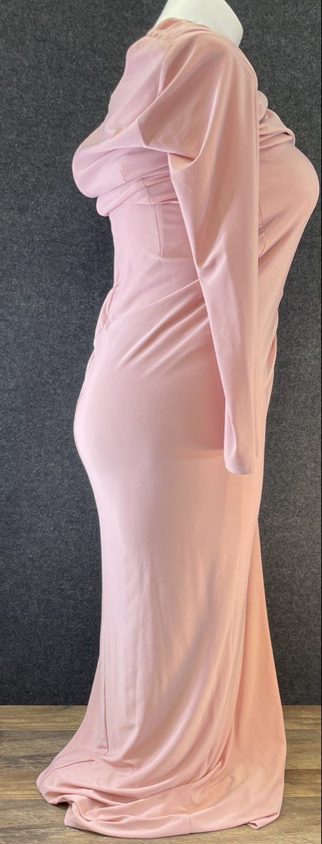 Celebrate by DB Studio Women's Pink Long Sleeve Jersey Faux-Wrap Dress Sz 12 NWT