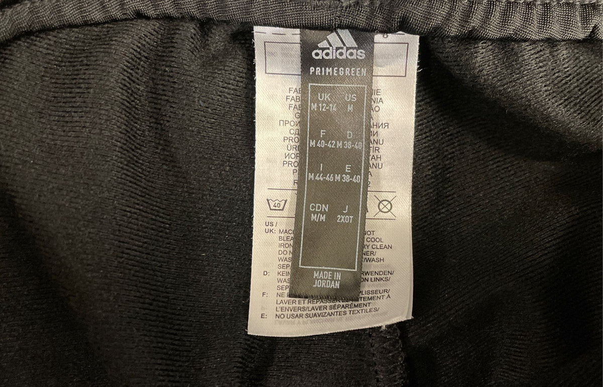 Adidas Men's Primegreen 3-Stripe Track Pants Black Joggers Size M