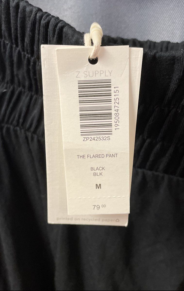 Z Supply Women's The Flared Pant Black Rayon Spandex Wide Leg NWT Size M