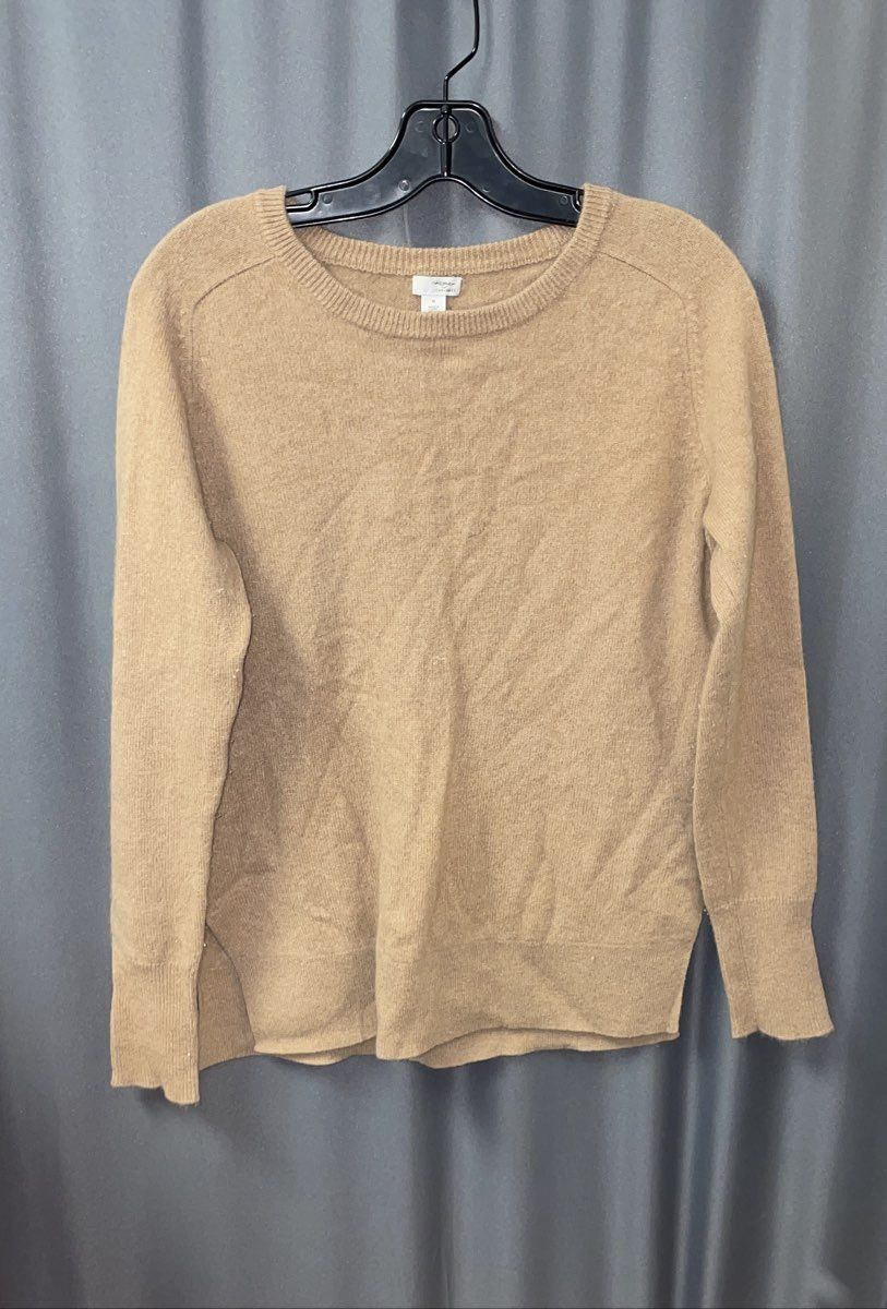 Halogen Women's Tan 100% Cashmere Crewneck Pullover Sweater Size M