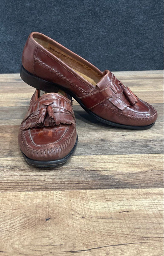 Vintage David Taylor Brown Leather Kiltie Tassel Loafers Size 8.5 M