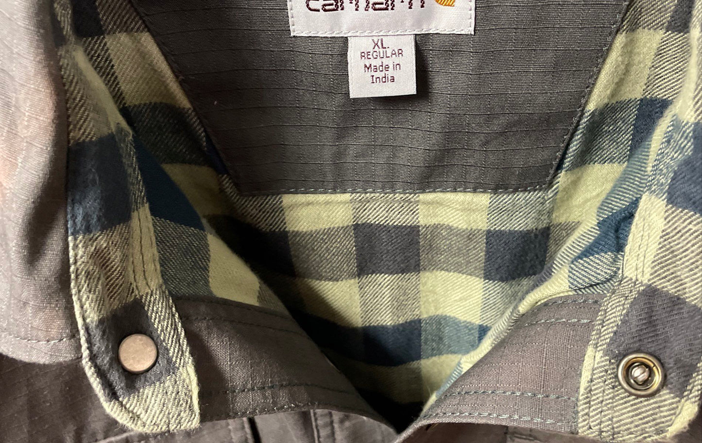 Carhartt Ripstop Flannel Lined Gray Shirt Jacket Shacket Sz XL