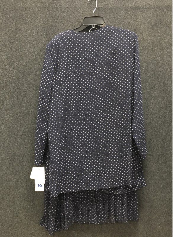 Vintage 90s Liz Claiborne Women's Navy Crescent Moon 2 Pc Skirt Set Sz 16 NWT