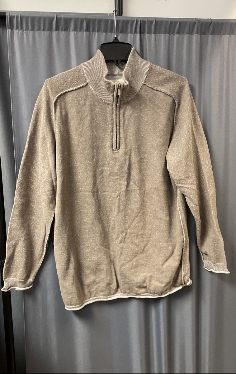 The Normal Brand Men's Brown Quarter Zip Pullover Cotton Sweater XL