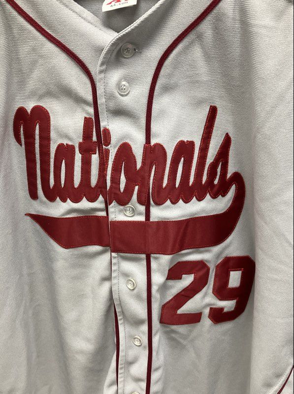 Washington Nationals #29 Scott Sporleder Baseball Jersey A4 Grey Red Sz L