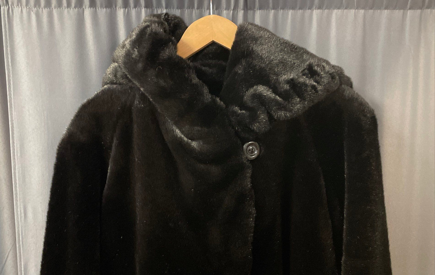 Alpine Studio Women's Black Faux Fur Hooded Long Parka Coat Jacket Sz M
