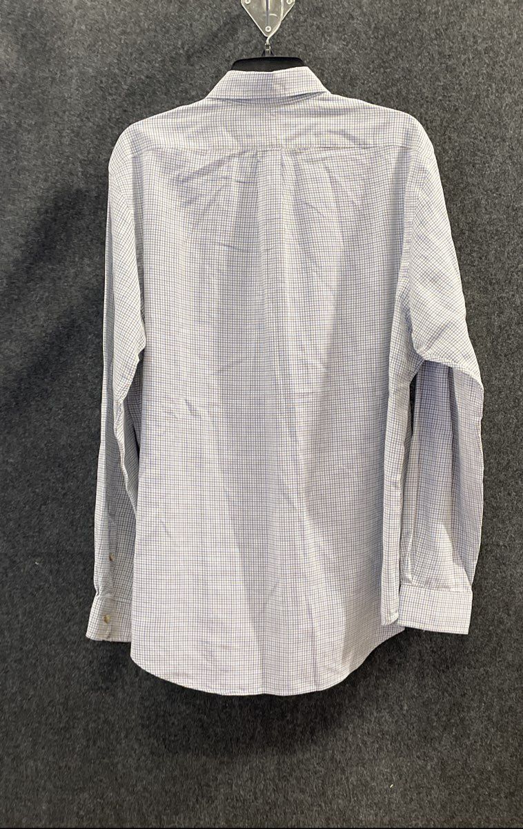 Ralph Lauren Men's Button Up Shirt Blue White Brown Check Cotton Long Sleeve L