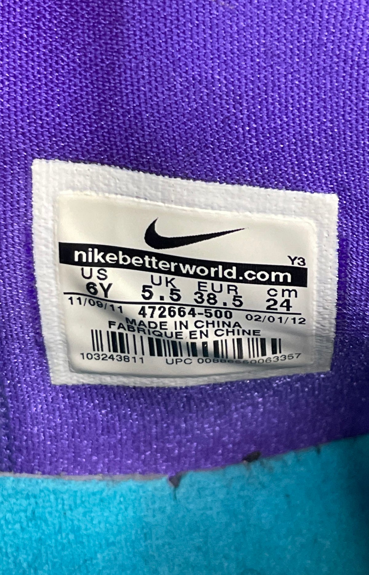 Nike LeBron 9 GS Summit Lake Hornets Purple Aqua Basketball Shoes Size 6Y