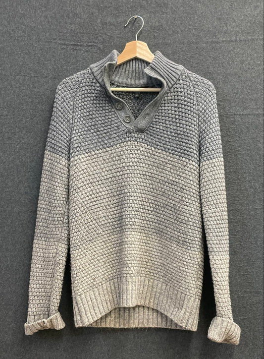 Banana Republic Men's Gray Ombre Wool Yak Blend Waffle Knit Sweater Sz XS