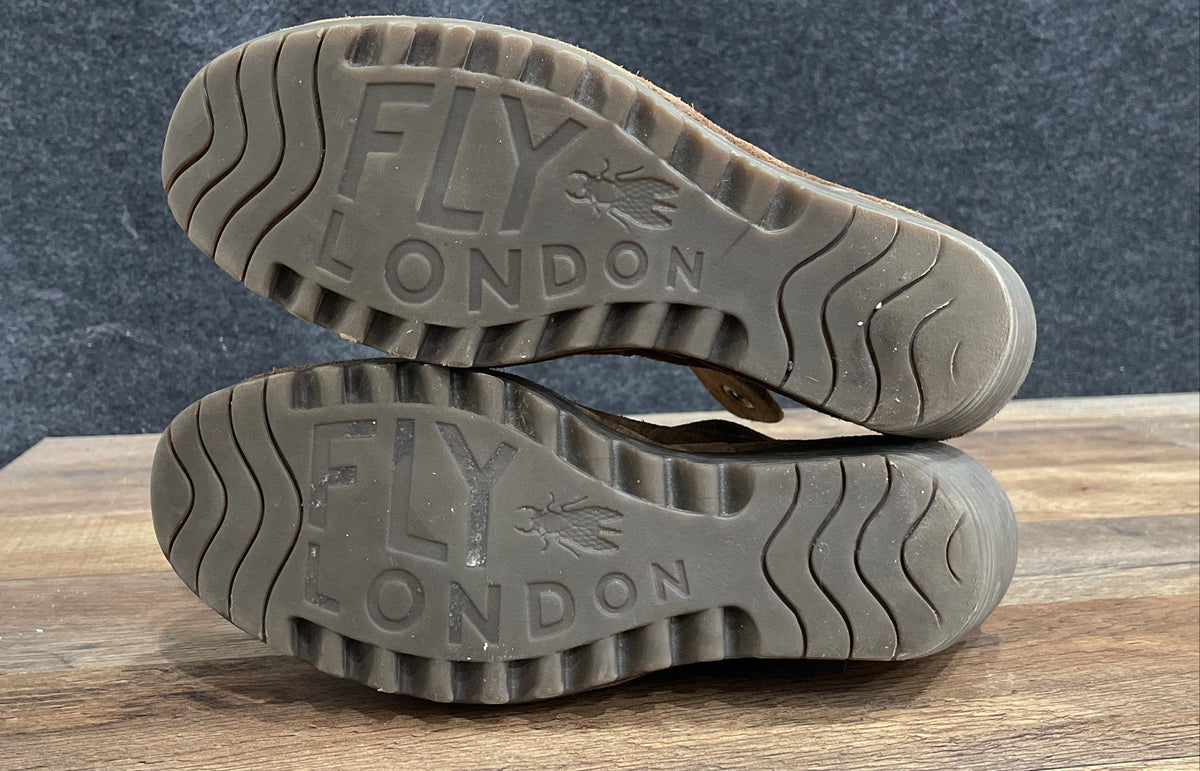 Fly London Yaz Brown Suede Wedge Ankle Boots Women's Size 10