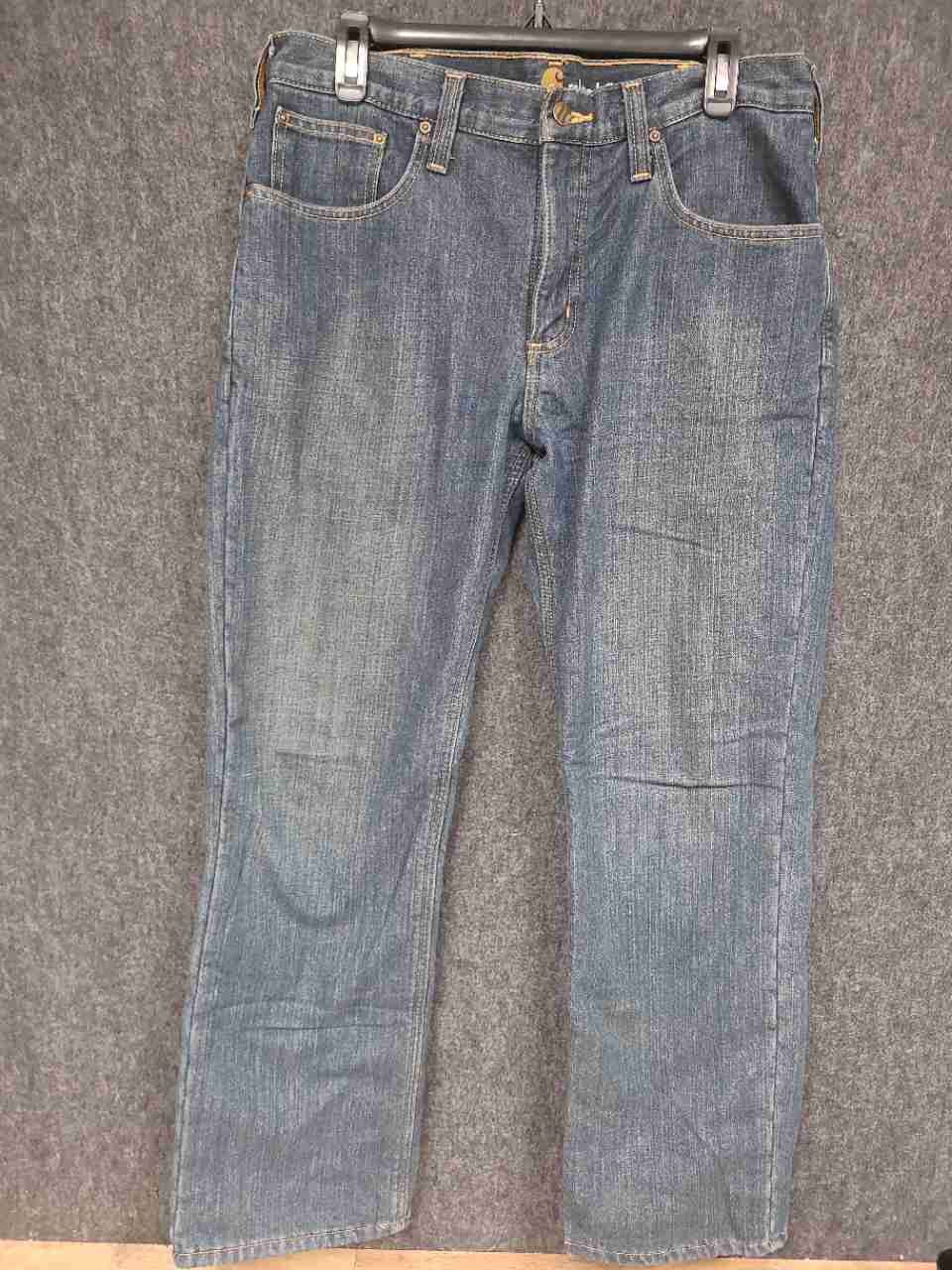 Carhartt Men's Relaxed Fit Fleece Lined Blue Denim Jeans Sz 33x30