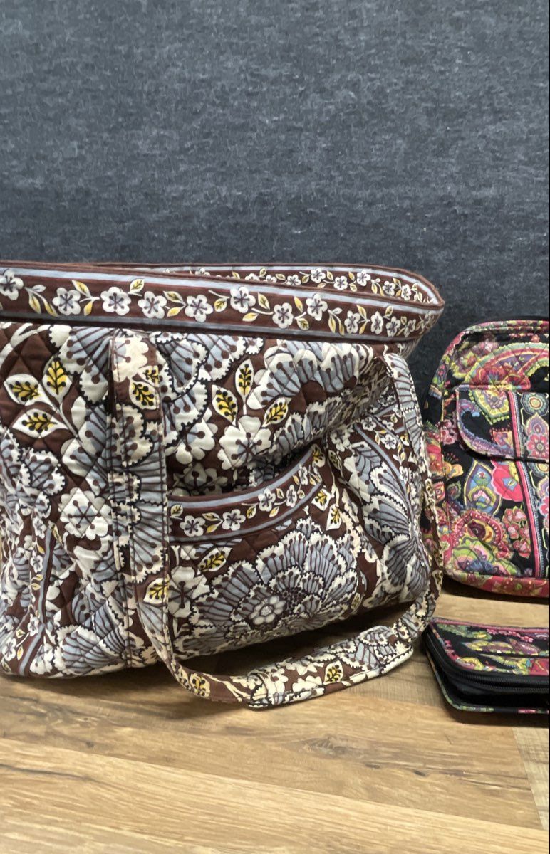 Vera Bradley Quilted Cotton Tote Bag Mini Backpack Wallet Lot of 3