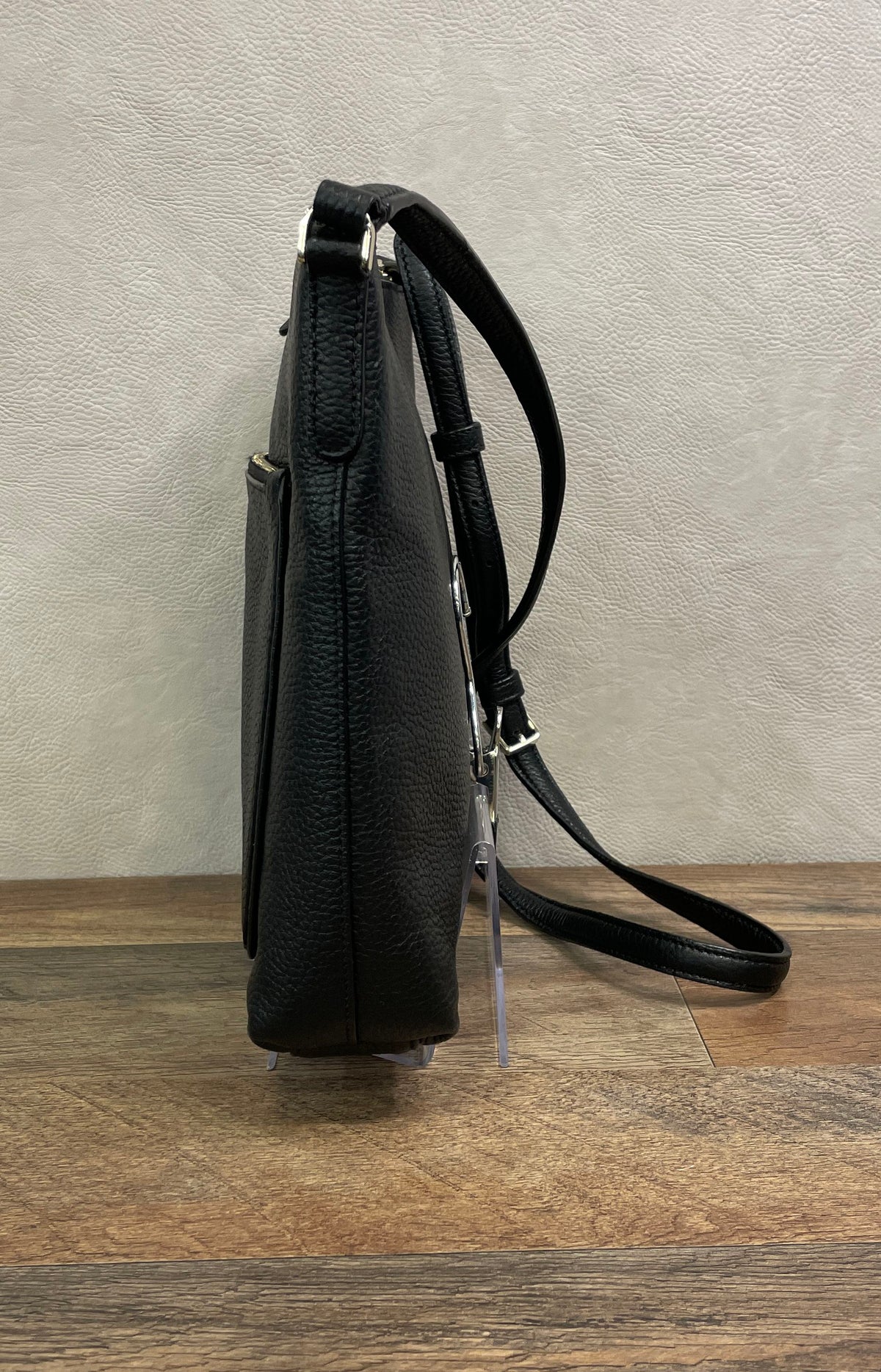 Kate Spade Black Pebbled Leather Crossbody Bag Gold Hardware Tassel